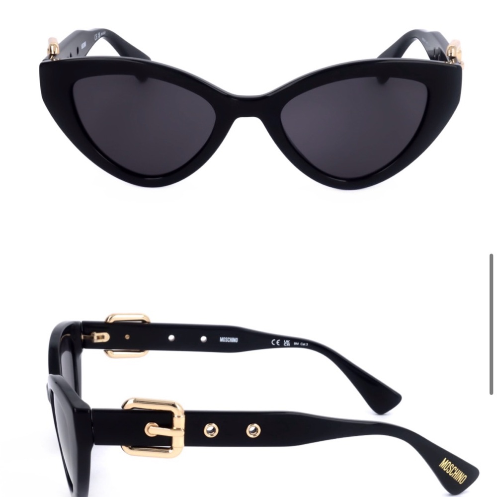 ✨ MOSCHINO Black Cat-Eye Belt Buckle Sunglasses ✨